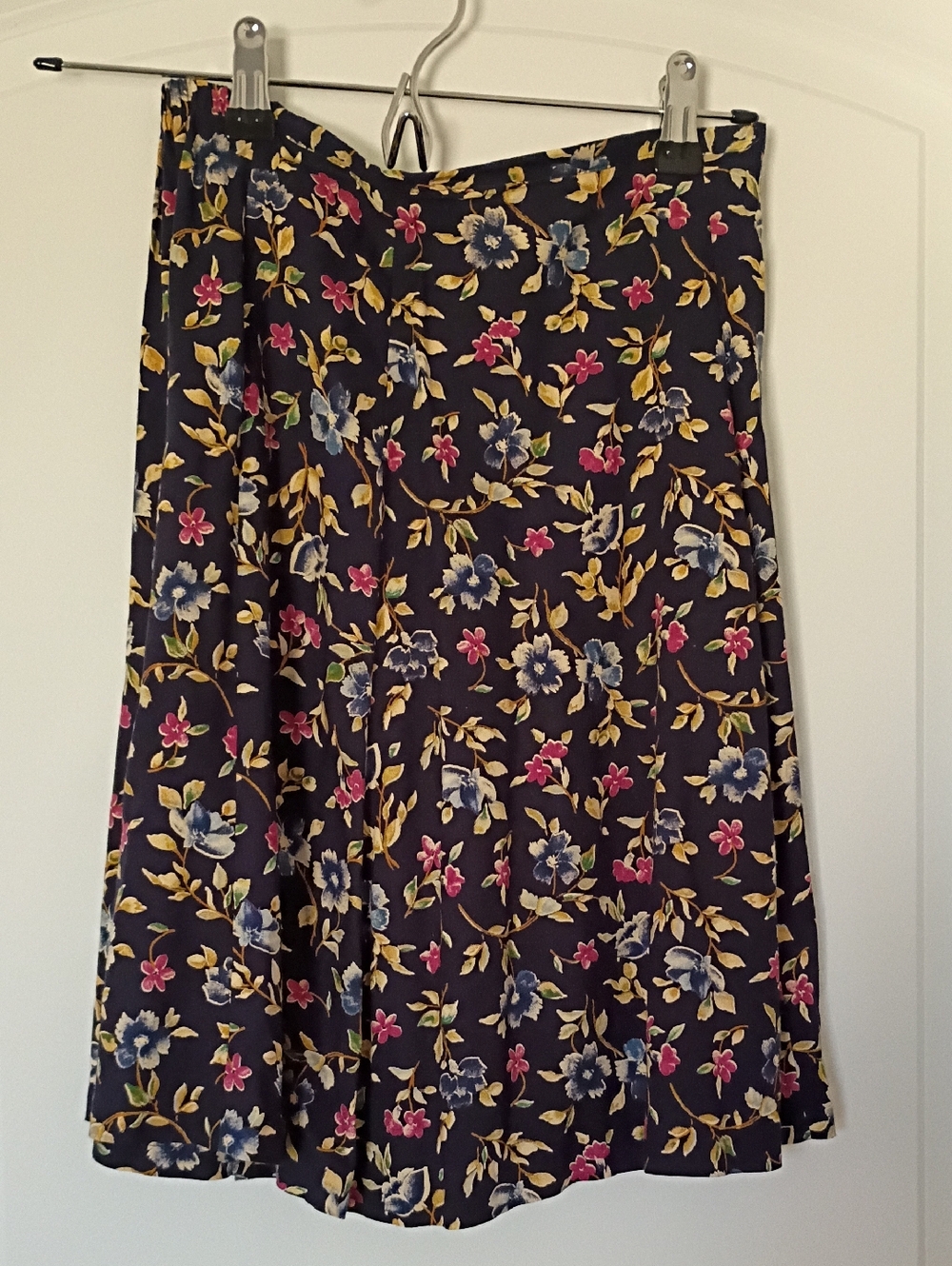 Capezio Navy Floral Midi Skirt with Pink & Blue Blooms
